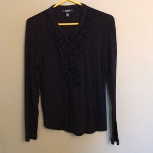 Chaps black ruffled shirt